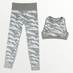 New Jed North Women Reset Camo Gray Leggings + Sports Bra Matching Set